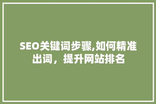 SEO关键词步骤,如何精准出词，提升网站排名