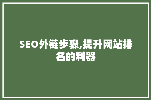 SEO外链步骤,提升网站排名的利器