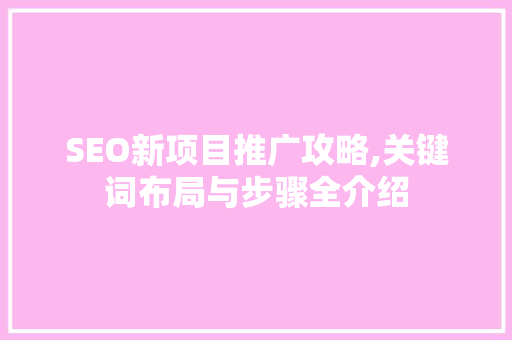 SEO新项目推广攻略,关键词布局与步骤全介绍