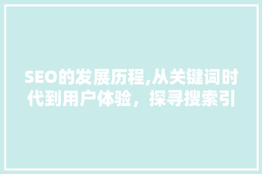 SEO的发展历程,从关键词时代到用户体验，探寻搜索引擎优化之路