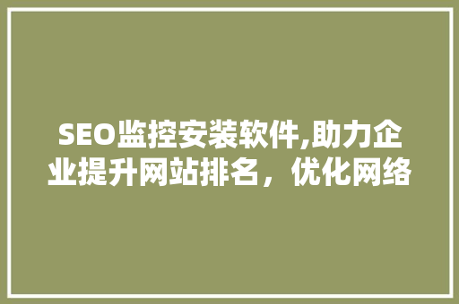 SEO监控安装软件,助力企业提升网站排名，优化网络营销步骤