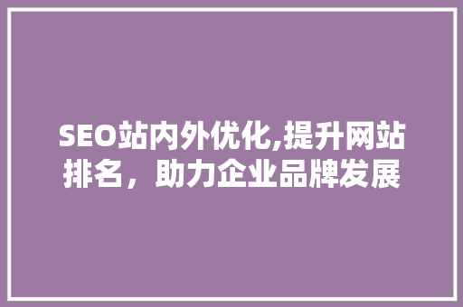 SEO站内外优化,提升网站排名，助力企业品牌发展