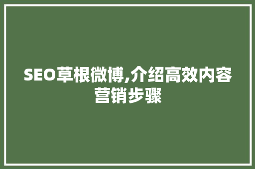 SEO草根微博,介绍高效内容营销步骤