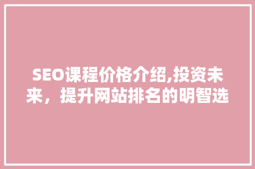 SEO课程价格介绍,投资未来，提升网站排名的明智选择