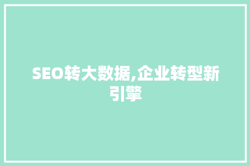SEO转大数据,企业转型新引擎