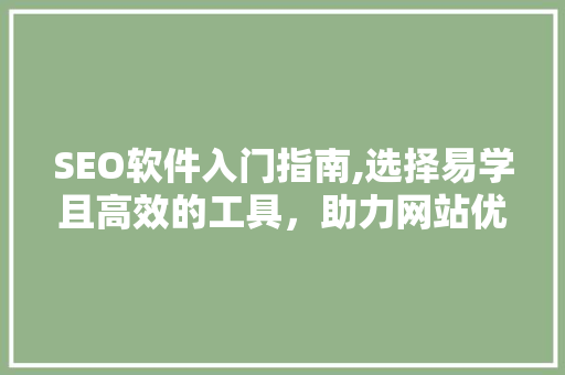 SEO软件入门指南,选择易学且高效的工具，助力网站优化之路