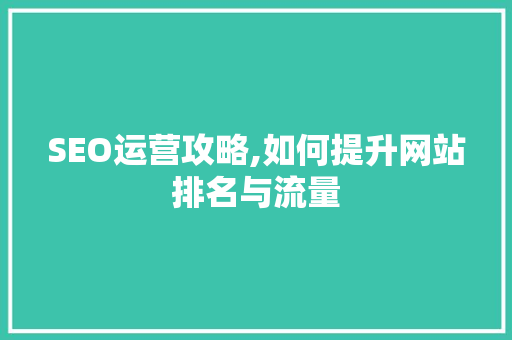 SEO运营攻略,如何提升网站排名与流量