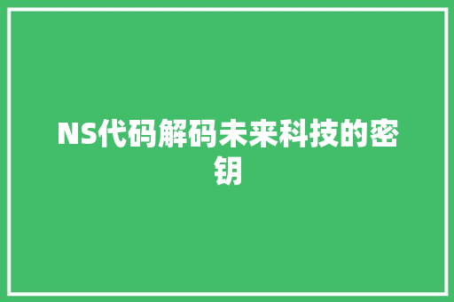 NS代码解码未来科技的密钥
