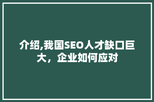 介绍,我国SEO人才缺口巨大，企业如何应对