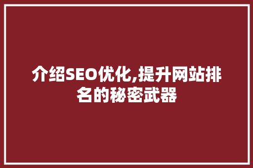介绍SEO优化,提升网站排名的秘密武器