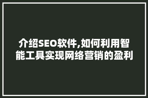 介绍SEO软件,如何利用智能工具实现网络营销的盈利之路