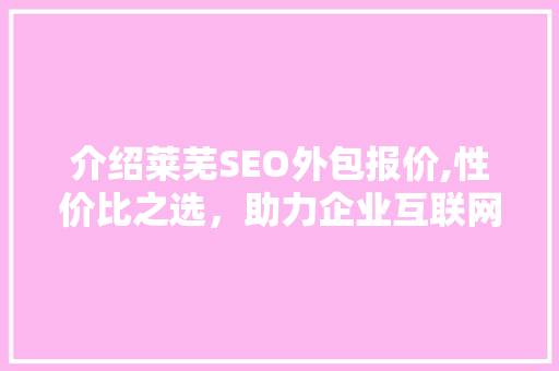 介绍莱芜SEO外包报价,性价比之选，助力企业互联网营销