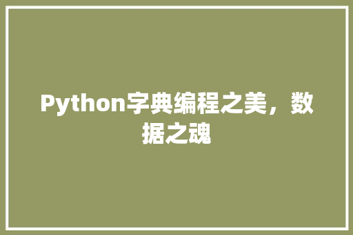 Python字典编程之美，数据之魂