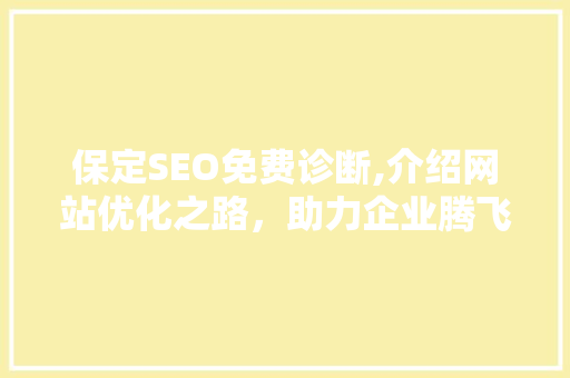保定SEO免费诊断,介绍网站优化之路，助力企业腾飞