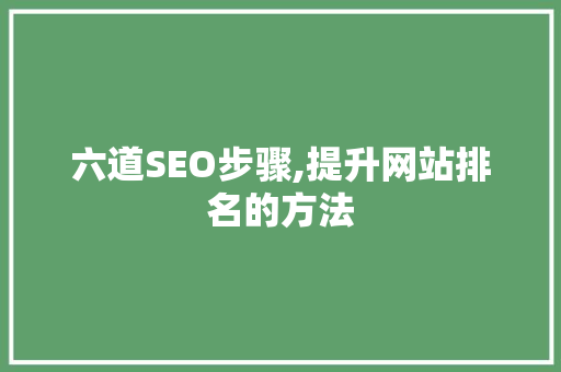 六道SEO步骤,提升网站排名的方法  第1张
