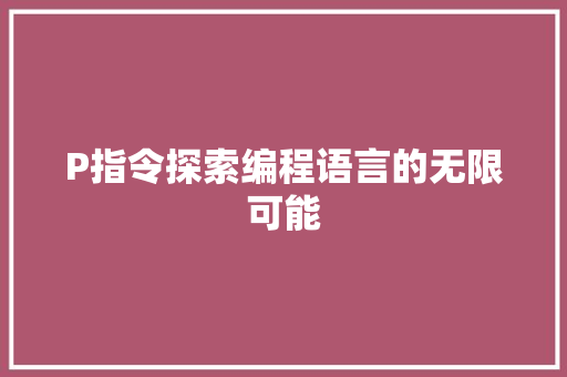 P指令探索编程语言的无限可能