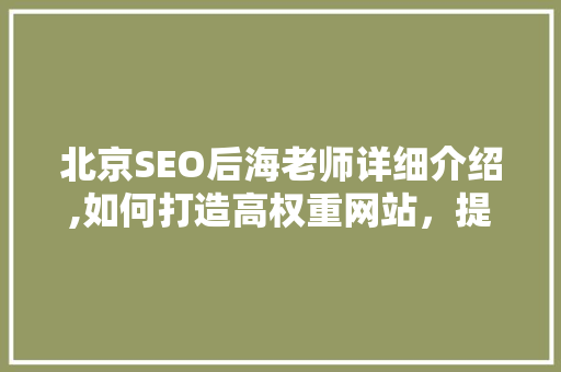 北京SEO后海老师详细介绍,如何打造高权重网站，提升网站排名