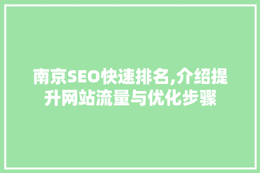 南京SEO快速排名,介绍提升网站流量与优化步骤  第1张