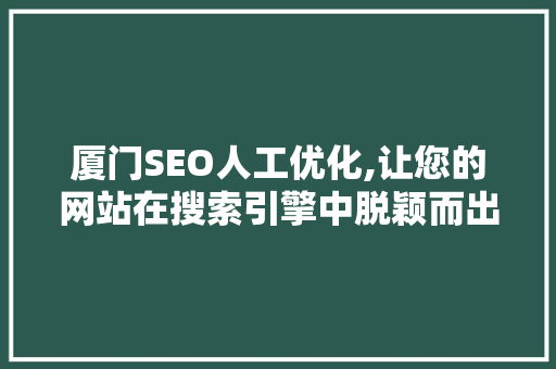 厦门SEO人工优化,让您的网站在搜索引擎中脱颖而出