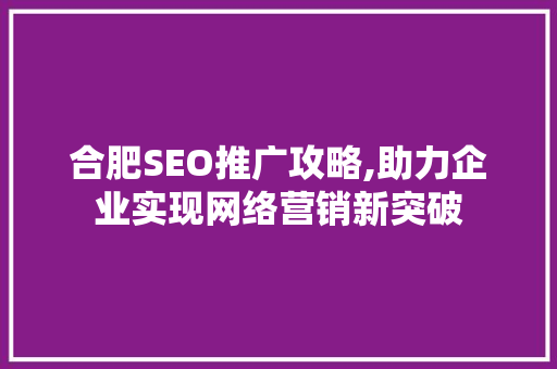 合肥SEO推广攻略,助力企业实现网络营销新突破  第1张