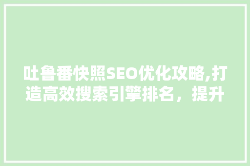 吐鲁番快照SEO优化攻略,打造高效搜索引擎排名，提升品牌影响力
