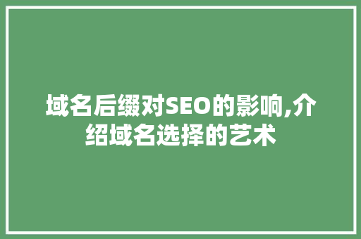 域名后缀对SEO的影响,介绍域名选择的艺术