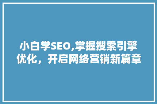 小白学SEO,掌握搜索引擎优化，开启网络营销新篇章