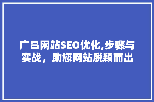 广昌网站SEO优化,步骤与实战，助您网站脱颖而出