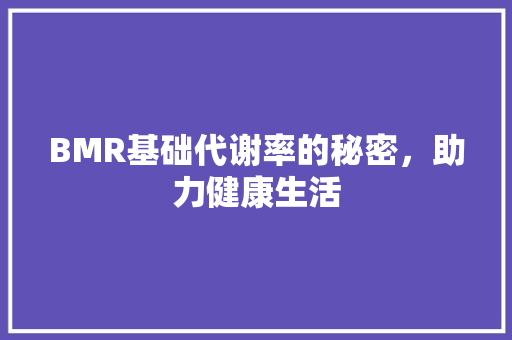 BMR基础代谢率的秘密，助力健康生活
