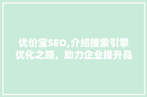 优价宝SEO,介绍搜索引擎优化之路，助力企业提升品牌影响力