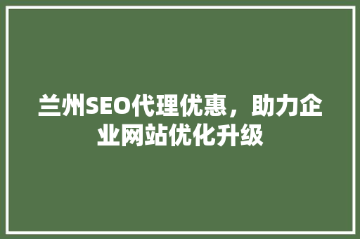 兰州SEO代理优惠，助力企业网站优化升级
