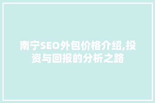 南宁SEO外包价格介绍,投资与回报的分析之路