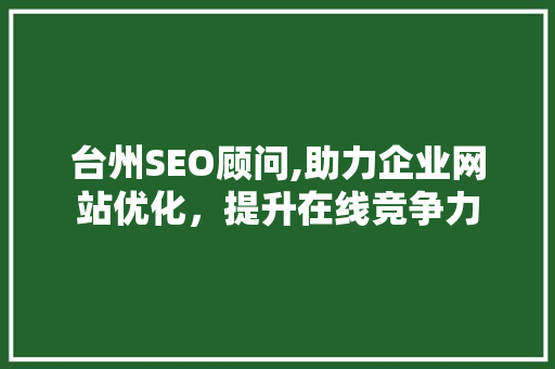台州SEO顾问,助力企业网站优化，提升在线竞争力