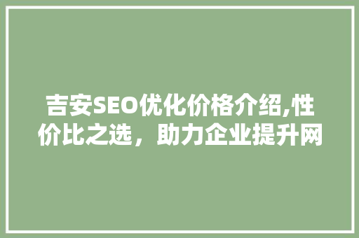 吉安SEO优化价格介绍,性价比之选，助力企业提升网络竞争力