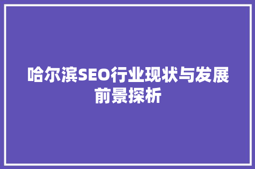 哈尔滨SEO行业现状与发展前景探析