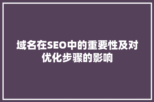 域名在SEO中的重要性及对优化步骤的影响