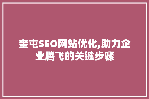 奎屯SEO网站优化,助力企业腾飞的关键步骤