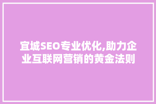 宜城SEO专业优化,助力企业互联网营销的黄金法则