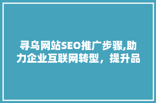 寻乌网站SEO推广步骤,助力企业互联网转型，提升品牌影响力
