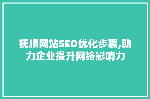 抚顺网站SEO优化步骤,助力企业提升网络影响力