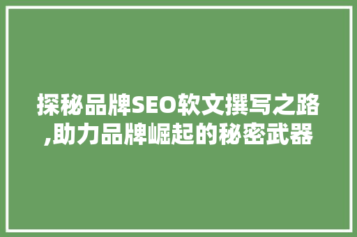 探秘品牌SEO软文撰写之路,助力品牌崛起的秘密武器