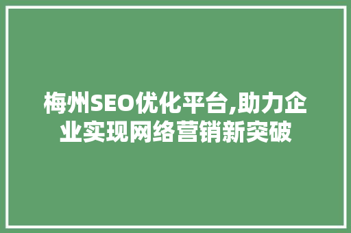 梅州SEO优化平台,助力企业实现网络营销新突破