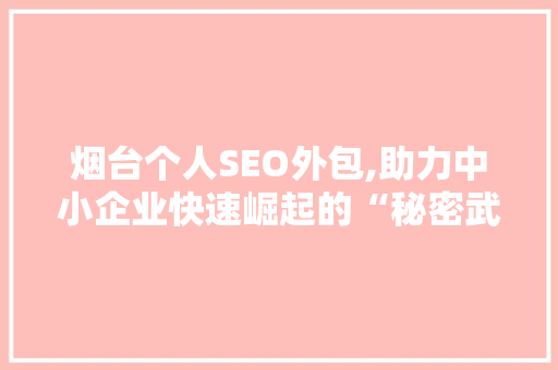 烟台个人SEO外包,助力中小企业快速崛起的“秘密武器”