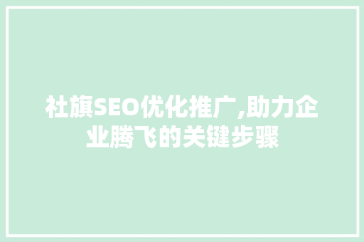 社旗SEO优化推广,助力企业腾飞的关键步骤