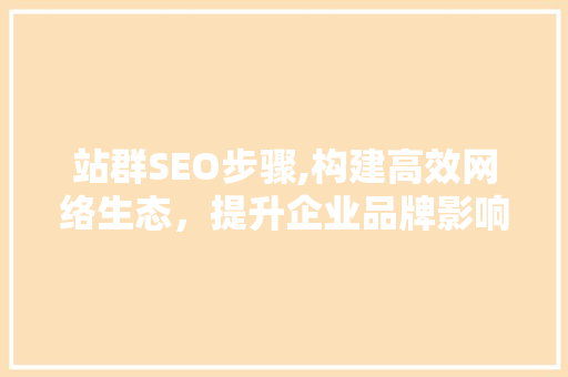 站群SEO步骤,构建高效网络生态，提升企业品牌影响力