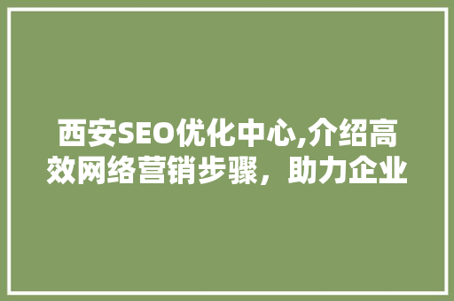 西安SEO优化中心,介绍高效网络营销步骤，助力企业腾飞