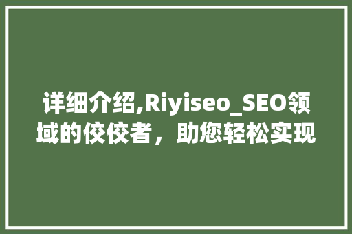 详细介绍,Riyiseo_SEO领域的佼佼者，助您轻松实现网站优化