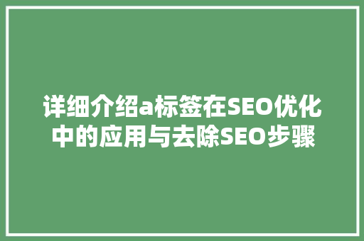 详细介绍a标签在SEO优化中的应用与去除SEO步骤