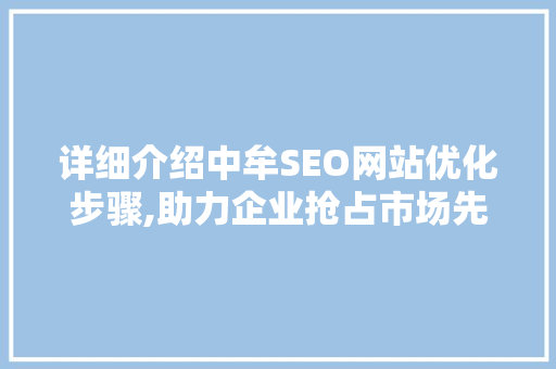 详细介绍中牟SEO网站优化步骤,助力企业抢占市场先机
