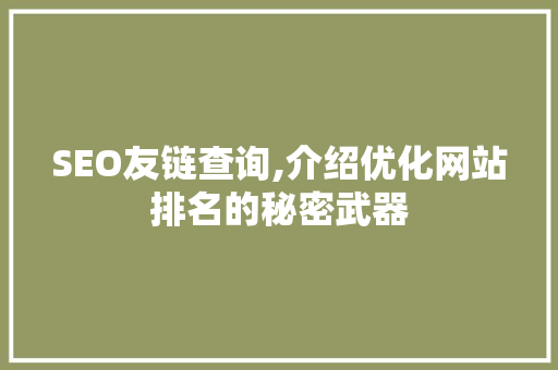 SEO友链查询,介绍优化网站排名的秘密武器